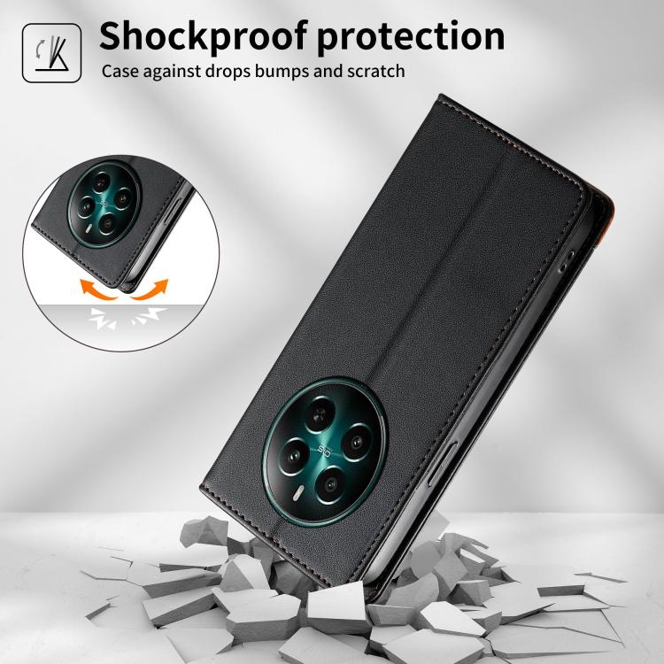 For Realme 12+ / Narzo 70 5G Dierfeng Splicing Strong Magnetic RFID Vegan Leather Phone Case