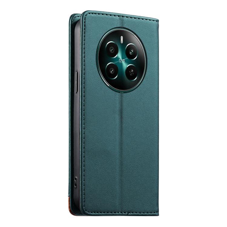 For Realme 12+ / Narzo 70 5G Dierfeng Splicing Strong Magnetic RFID Vegan Leather Phone Case