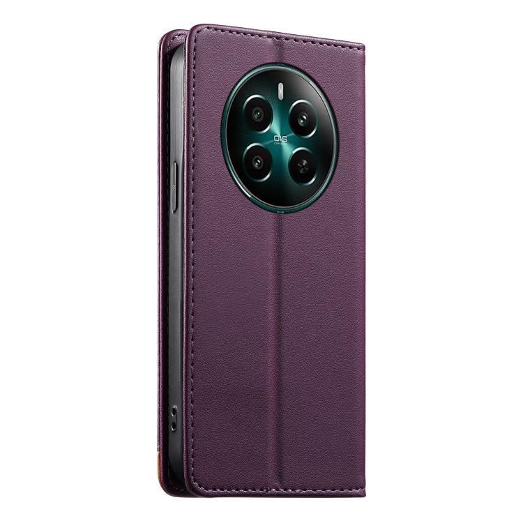 For Realme 12+ / Narzo 70 5G Dierfeng Splicing Strong Magnetic RFID Vegan Leather Phone Case