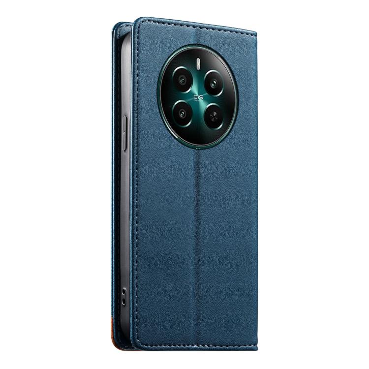 For Realme 12+ / Narzo 70 5G Dierfeng Splicing Strong Magnetic RFID Vegan Leather Phone Case