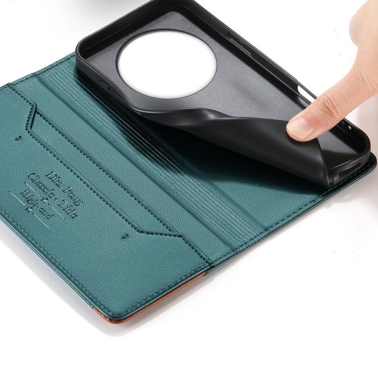 For Realme 13+ Dierfeng Splicing Strong Magnetic RFID Vegan Leather Phone Case