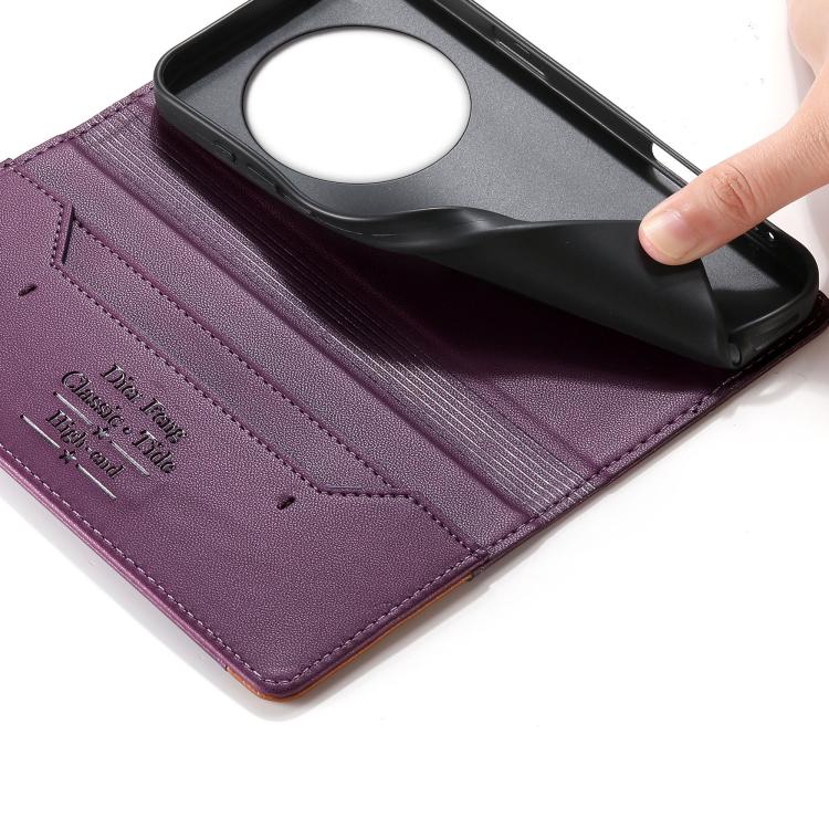 For Realme 13+ Dierfeng Splicing Strong Magnetic RFID Vegan Leather Phone Case