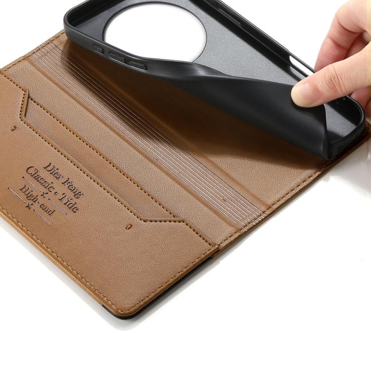 For Realme 13+ Dierfeng Splicing Strong Magnetic RFID Vegan Leather Phone Case