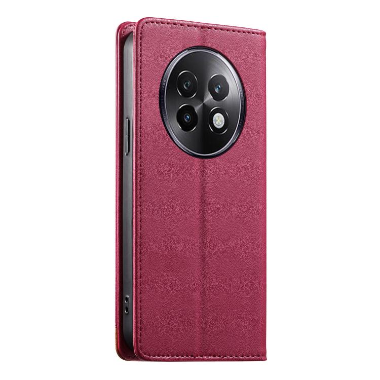 For Realme 13+ Dierfeng Splicing Strong Magnetic RFID Vegan Leather Phone Case