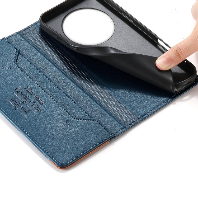 For Realme 13+ Dierfeng Splicing Strong Magnetic RFID Vegan Leather Phone Case