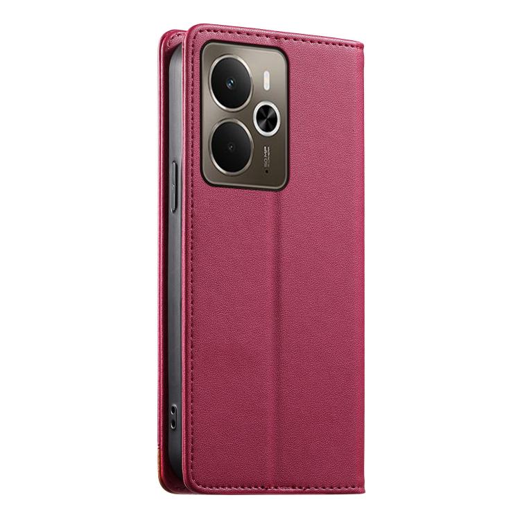 For Realme 14 5G / P3 5G Dierfeng Splicing Strong Magnetic RFID Vegan Leather Phone Case
