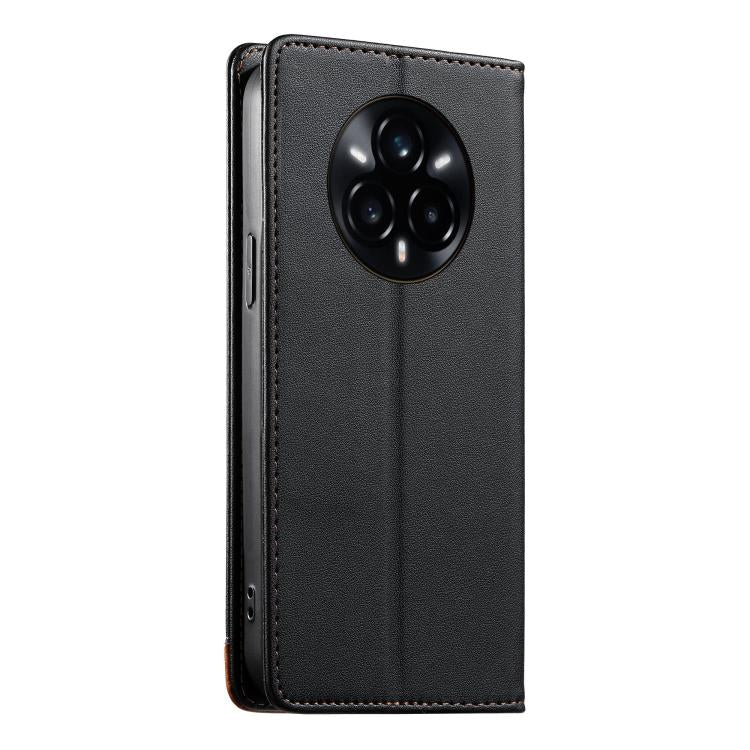 For Realme 14 Pro+ Dierfeng Splicing Strong Magnetic RFID Vegan Leather Phone Case