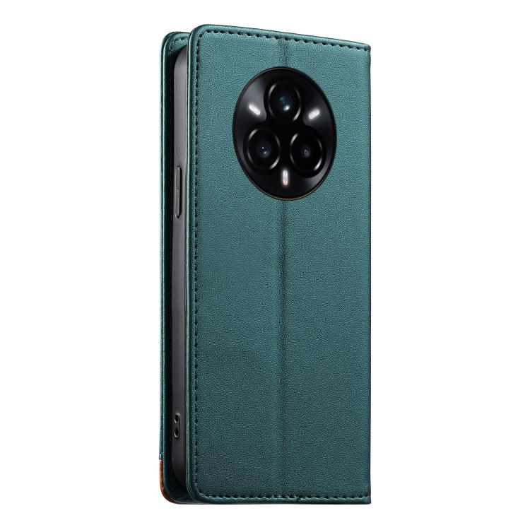 For Realme 14 Pro+ Dierfeng Splicing Strong Magnetic RFID Vegan Leather Phone Case