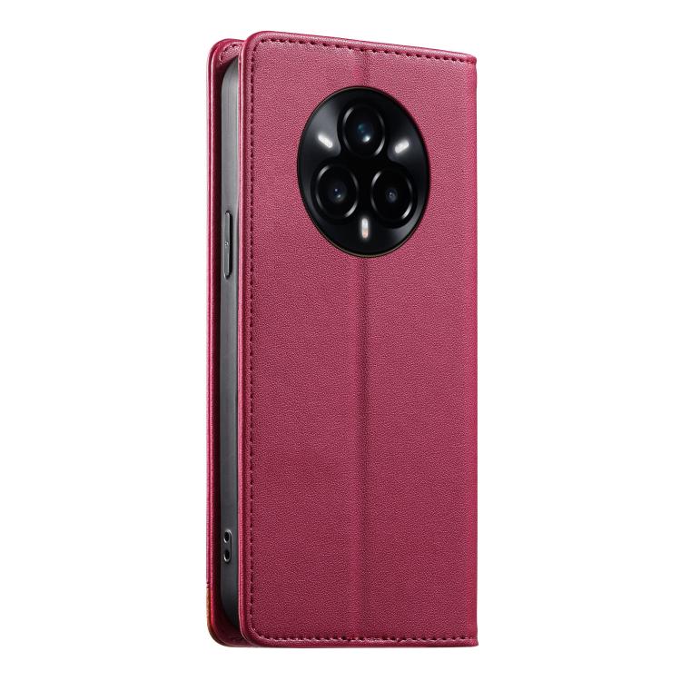 For Realme 14 Pro+ Dierfeng Splicing Strong Magnetic RFID Vegan Leather Phone Case