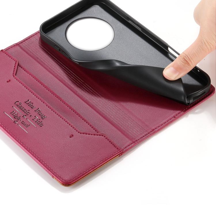 For Realme 14 Pro+ Dierfeng Splicing Strong Magnetic RFID Vegan Leather Phone Case
