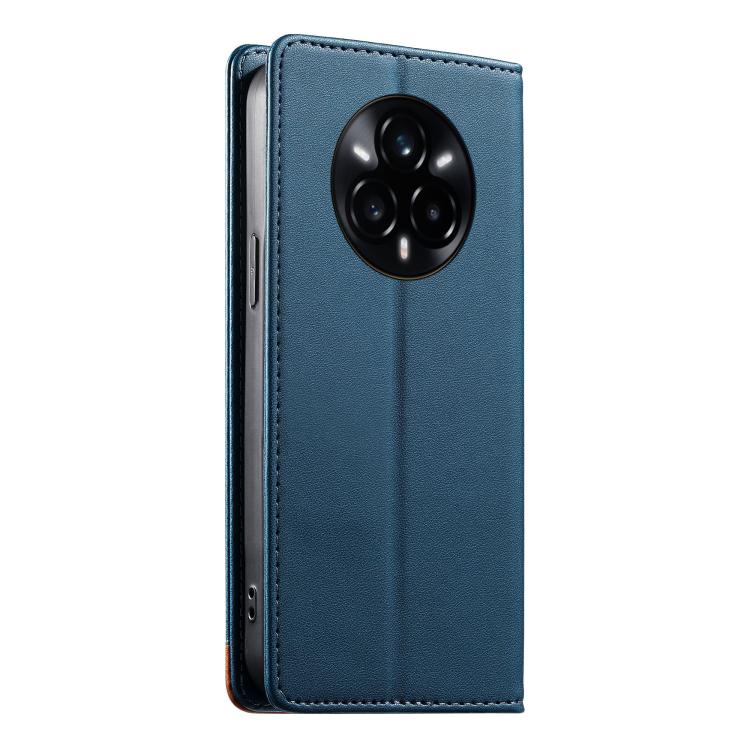 For Realme 14 Pro+ Dierfeng Splicing Strong Magnetic RFID Vegan Leather Phone Case