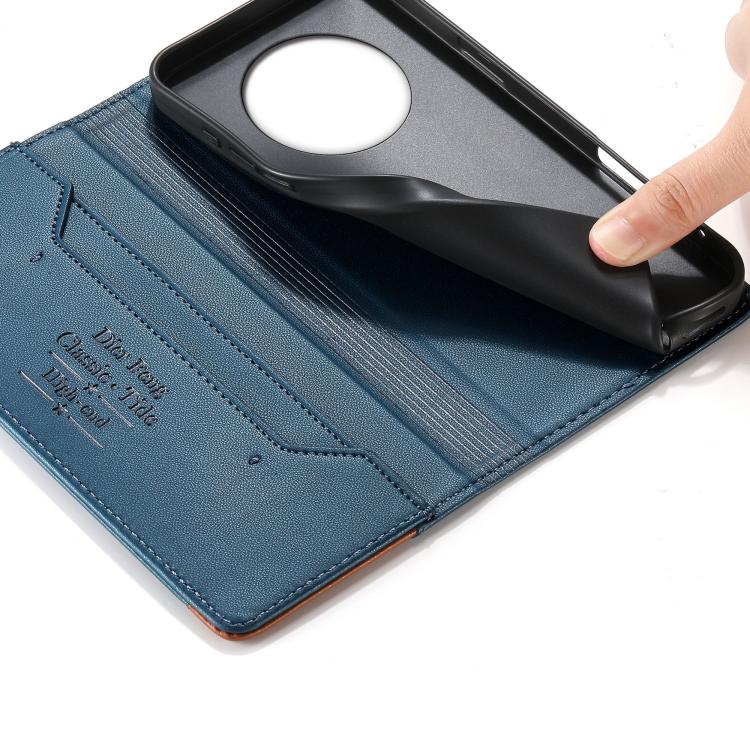 For Realme 14 Pro+ Dierfeng Splicing Strong Magnetic RFID Vegan Leather Phone Case