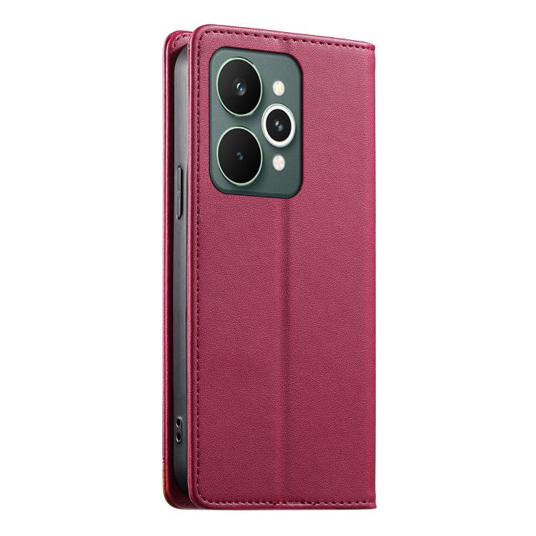 For Realme 15 / 15 Pro 5G Dierfeng Splicing Strong Magnetic RFID Vegan Leather Phone Case