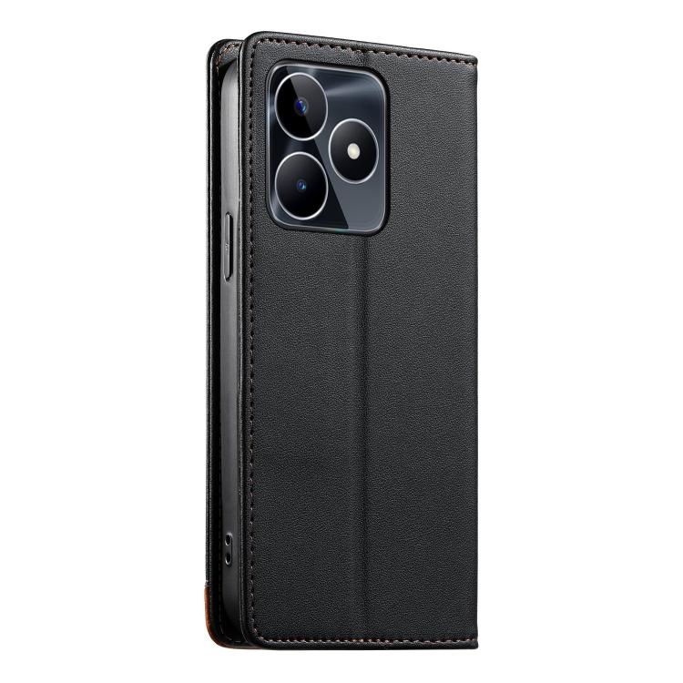 For Realme C53 4G / Narzo N53 4G Dierfeng Splicing Strong Magnetic RFID Vegan Leather Phone Case
