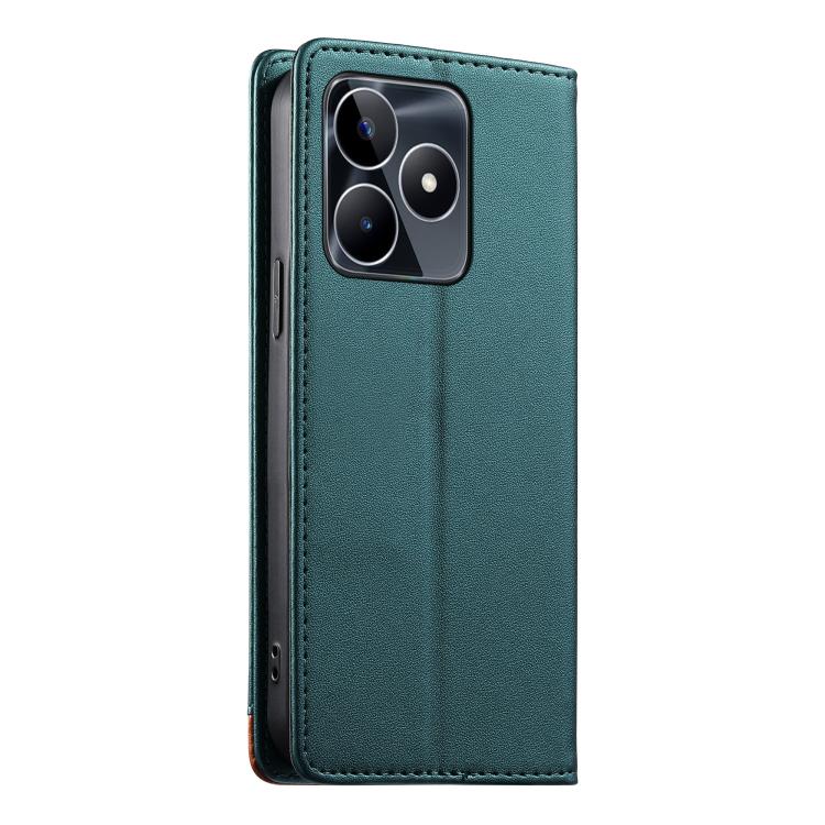 For Realme C53 4G / Narzo N53 4G Dierfeng Splicing Strong Magnetic RFID Vegan Leather Phone Case