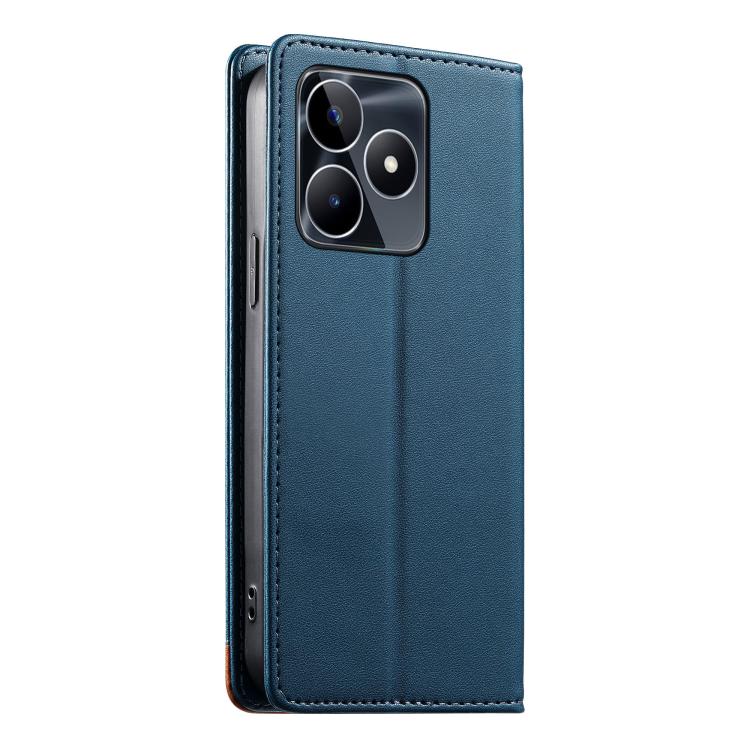 For Realme C53 4G / Narzo N53 4G Dierfeng Splicing Strong Magnetic RFID Vegan Leather Phone Case
