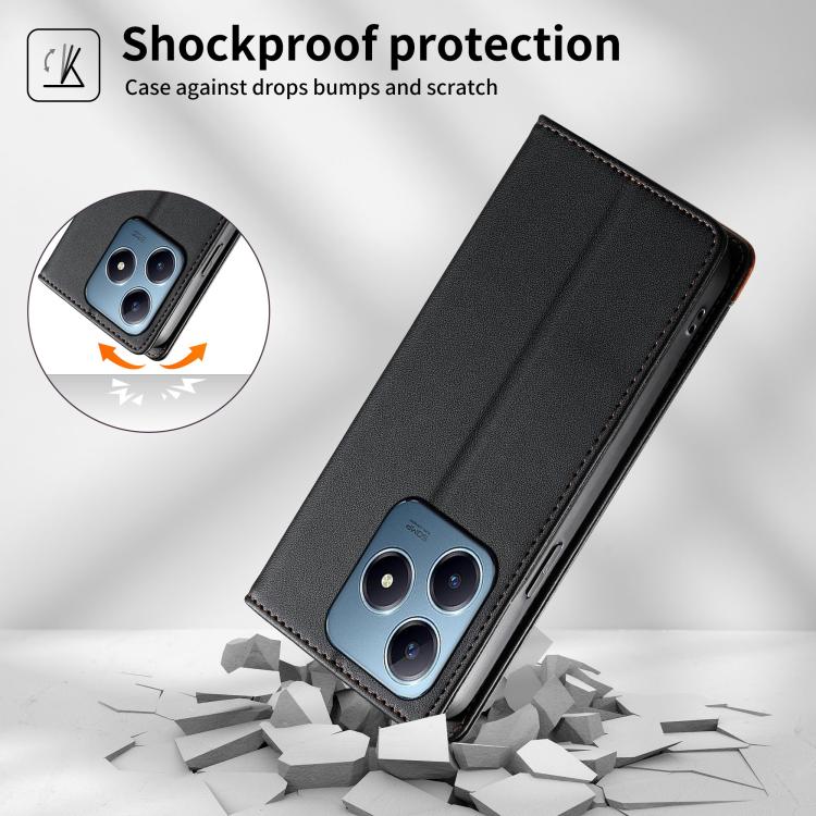 For Realme C63 4G / C61 4G / Narzo N63 4G Dierfeng Splicing Strong Magnetic RFID Vegan Leather Phone Case