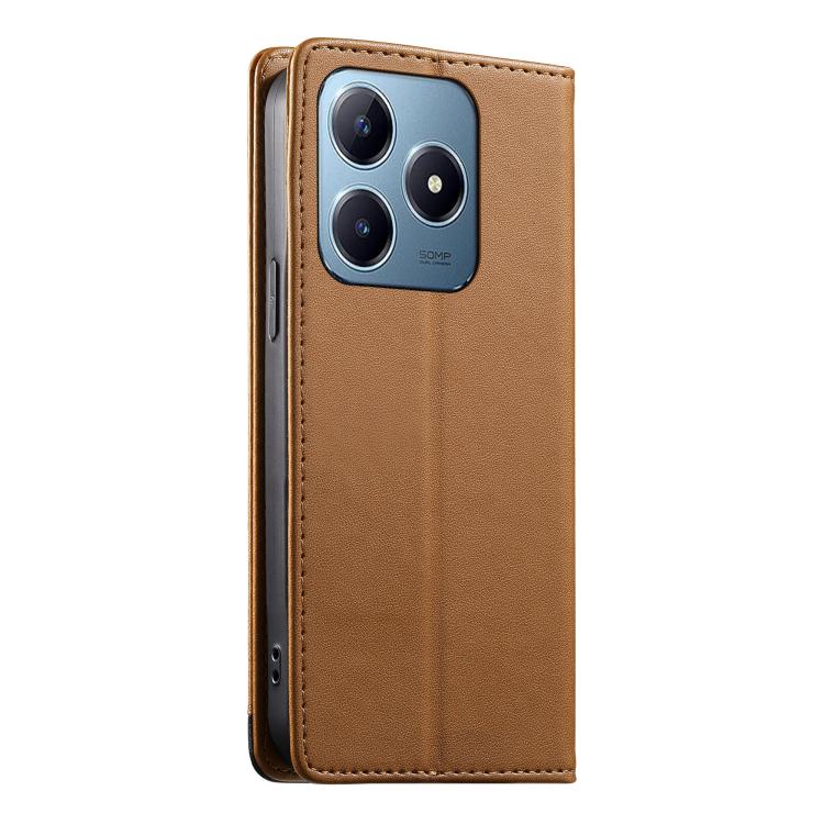 For Realme C63 4G / C61 4G / Narzo N63 4G Dierfeng Splicing Strong Magnetic RFID Vegan Leather Phone Case