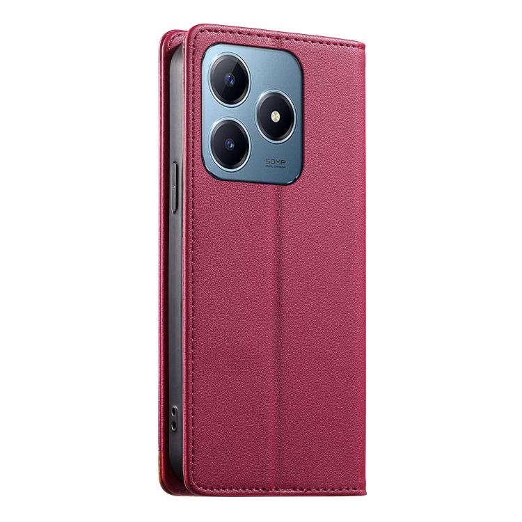 For Realme C63 4G / C61 4G / Narzo N63 4G Dierfeng Splicing Strong Magnetic RFID Vegan Leather Phone Case