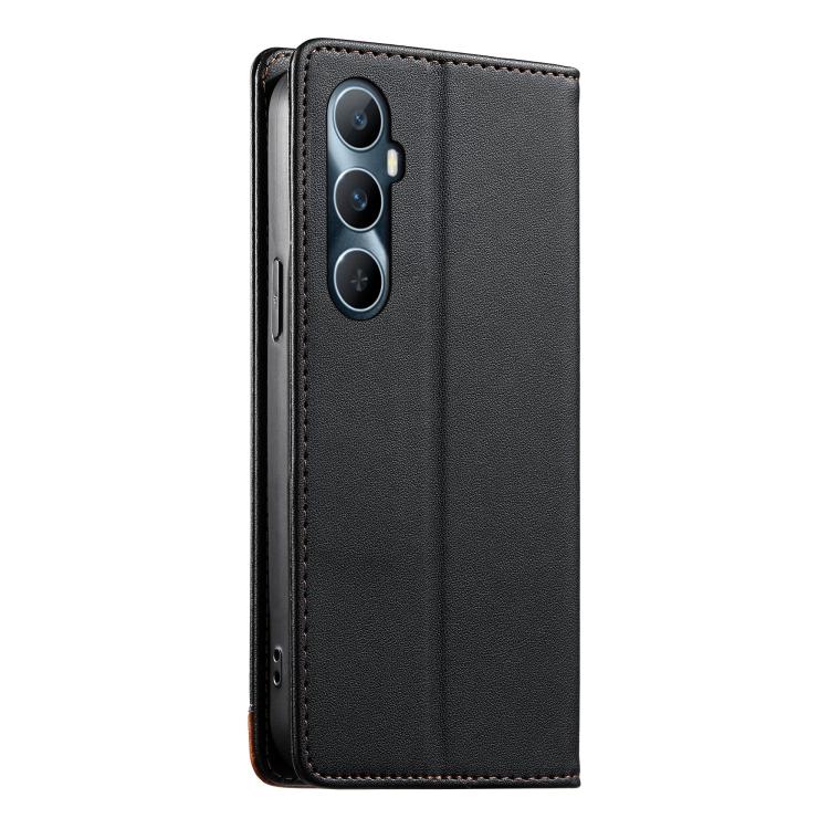 For Realme C65 4G Dierfeng Splicing Strong Magnetic RFID Vegan Leather Phone Case