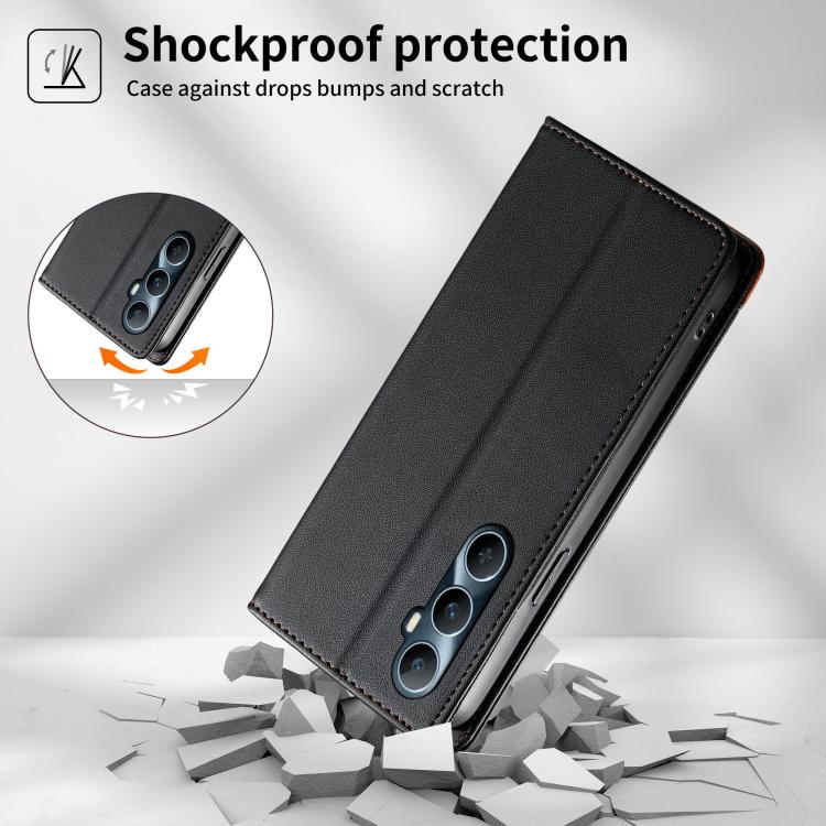 For Realme C65 4G Dierfeng Splicing Strong Magnetic RFID Vegan Leather Phone Case