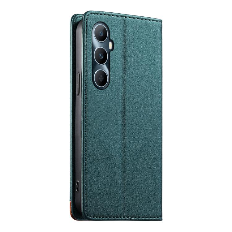 For Realme C65 4G Dierfeng Splicing Strong Magnetic RFID Vegan Leather Phone Case