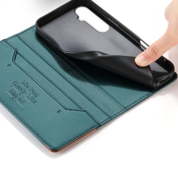 For Realme C65 4G Dierfeng Splicing Strong Magnetic RFID Vegan Leather Phone Case