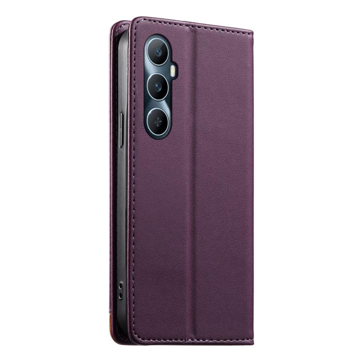 For Realme C65 4G Dierfeng Splicing Strong Magnetic RFID Vegan Leather Phone Case