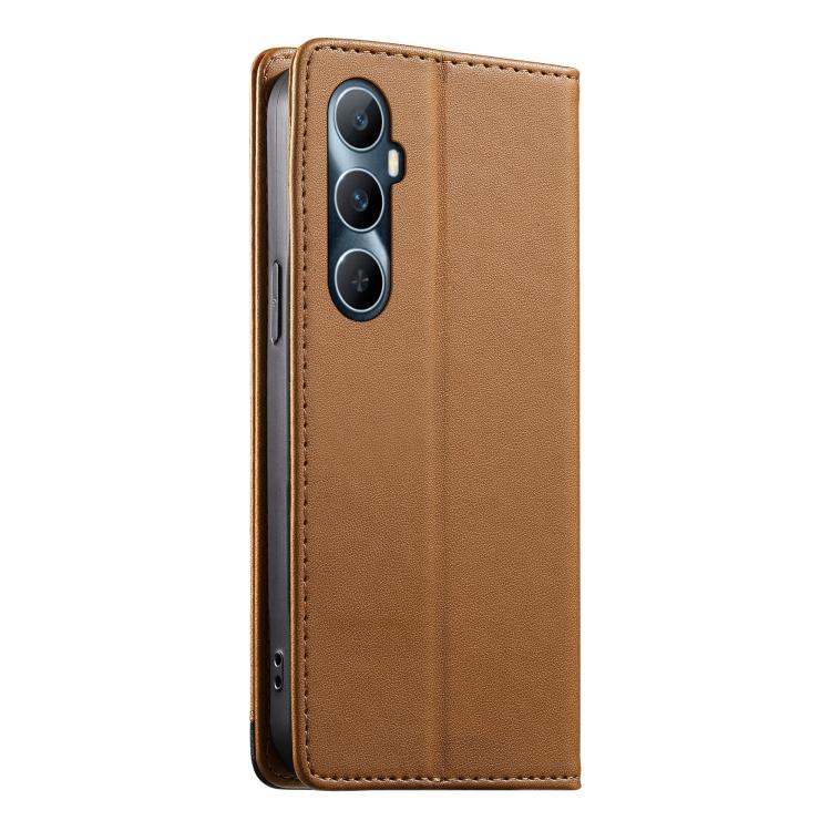 For Realme C65 4G Dierfeng Splicing Strong Magnetic RFID Vegan Leather Phone Case