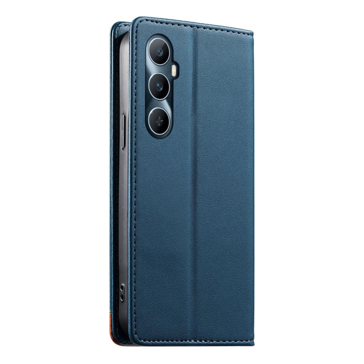 For Realme C65 4G Dierfeng Splicing Strong Magnetic RFID Vegan Leather Phone Case