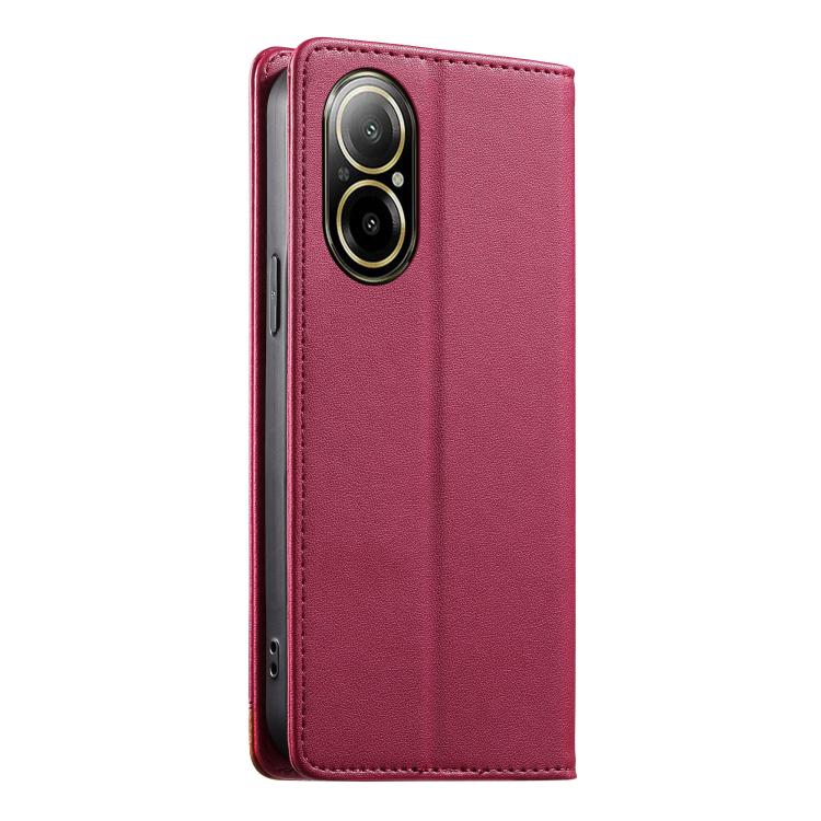 For Realme C67 4G / 12 Lite 4G Dierfeng Splicing Strong Magnetic RFID Vegan Leather Phone Case