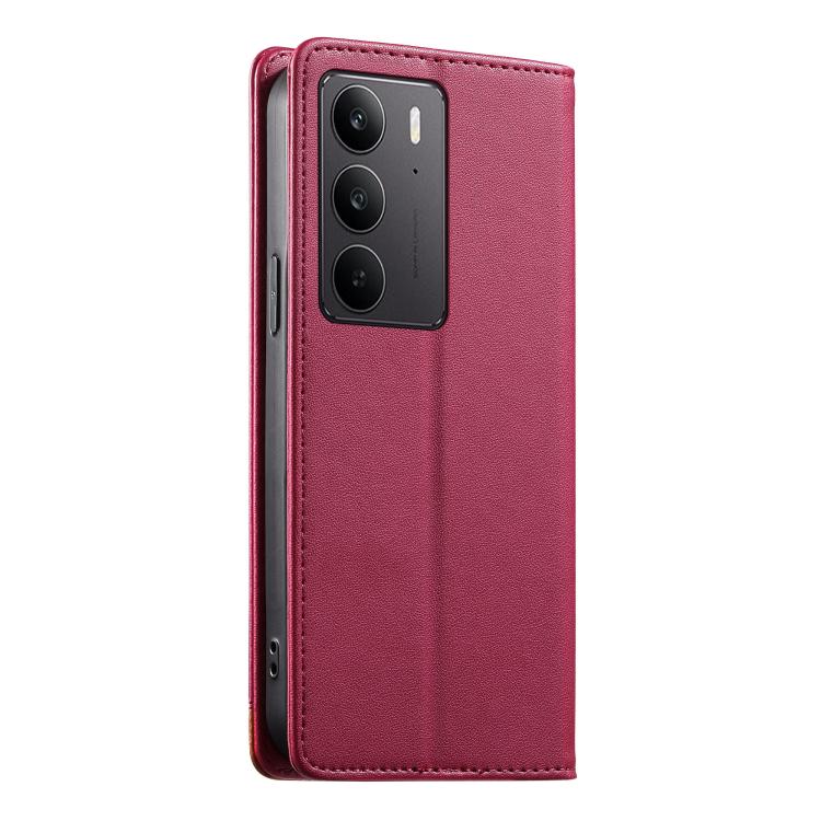For Realme C75 4G / 14x 5G Dierfeng Splicing Strong Magnetic RFID Vegan Leather Phone Case