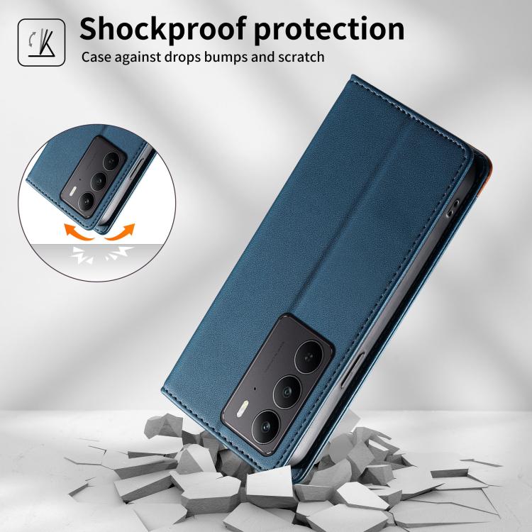 For Realme C75 4G / 14x 5G Dierfeng Splicing Strong Magnetic RFID Vegan Leather Phone Case