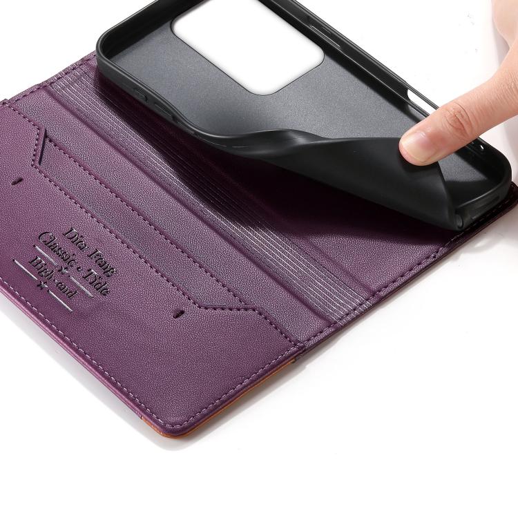 For Realme C85 Pro 4G Dierfeng Splicing Strong Magnetic RFID Vegan Leather Phone Case
