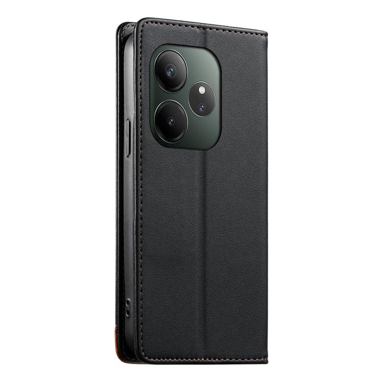 For Realme GT 6 Global Dierfeng Splicing Strong Magnetic RFID Vegan Leather Phone Case