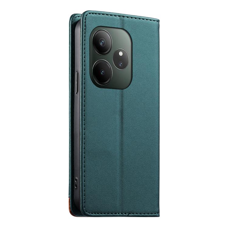 For Realme GT 6 Global Dierfeng Splicing Strong Magnetic RFID Vegan Leather Phone Case