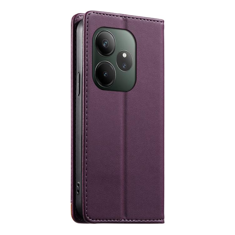 For Realme GT 6 Global Dierfeng Splicing Strong Magnetic RFID Vegan Leather Phone Case