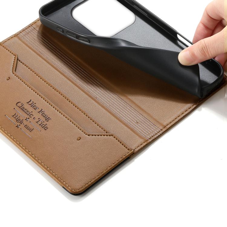 For Realme GT 6 Global Dierfeng Splicing Strong Magnetic RFID Vegan Leather Phone Case