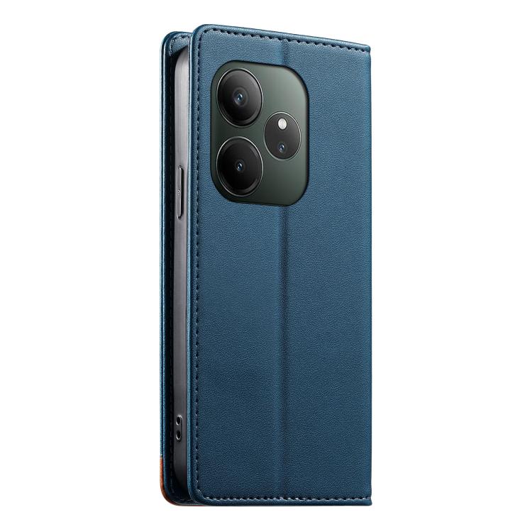 For Realme GT 6 Global Dierfeng Splicing Strong Magnetic RFID Vegan Leather Phone Case