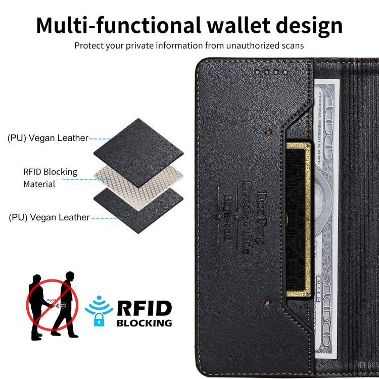 For Realme C83 5G Dierfeng Splicing Strong Magnetic RFID Vegan Leather Phone Case