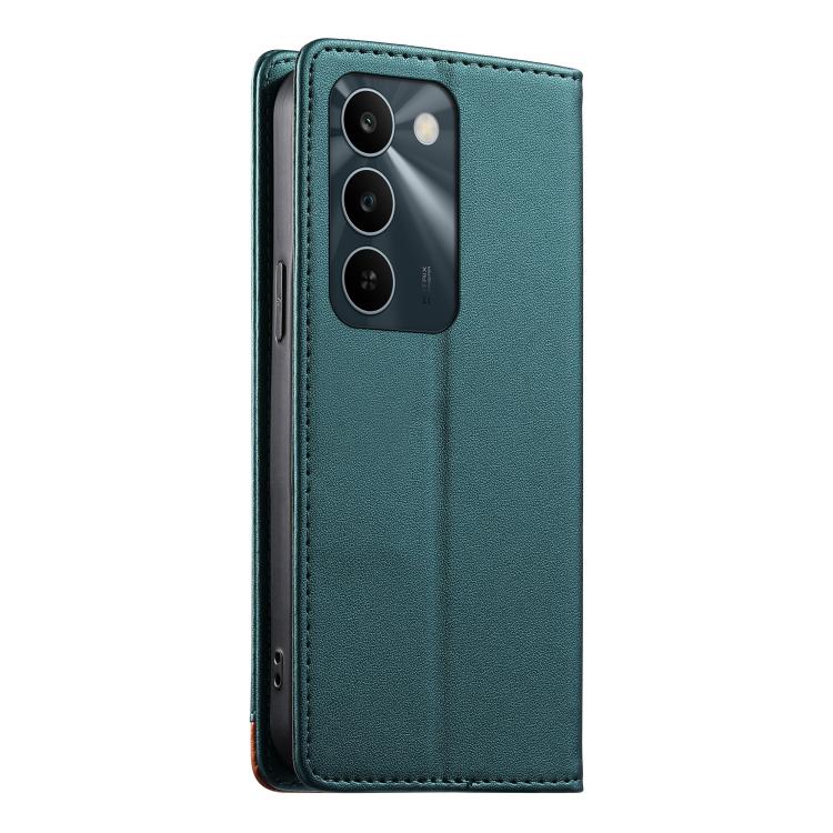 For Realme C83 5G Dierfeng Splicing Strong Magnetic RFID Vegan Leather Phone Case