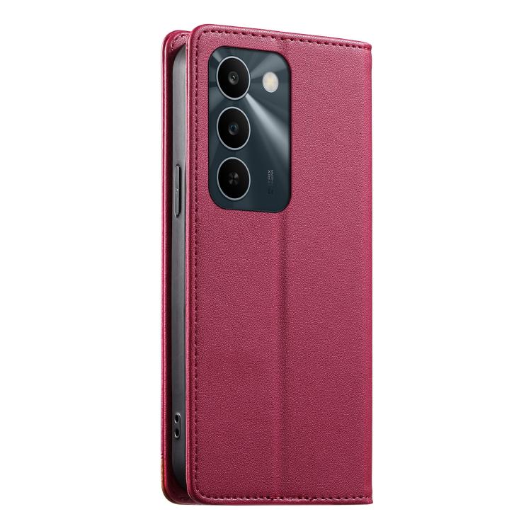 For Realme C83 5G Dierfeng Splicing Strong Magnetic RFID Vegan Leather Phone Case