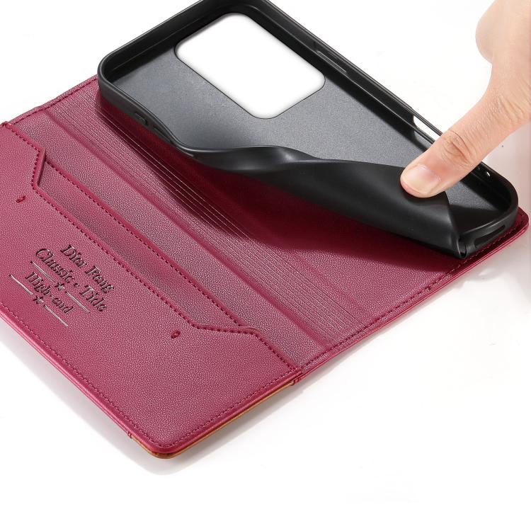 For Realme C83 5G Dierfeng Splicing Strong Magnetic RFID Vegan Leather Phone Case