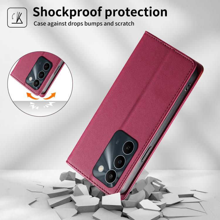 For Realme C83 5G Dierfeng Splicing Strong Magnetic RFID Vegan Leather Phone Case