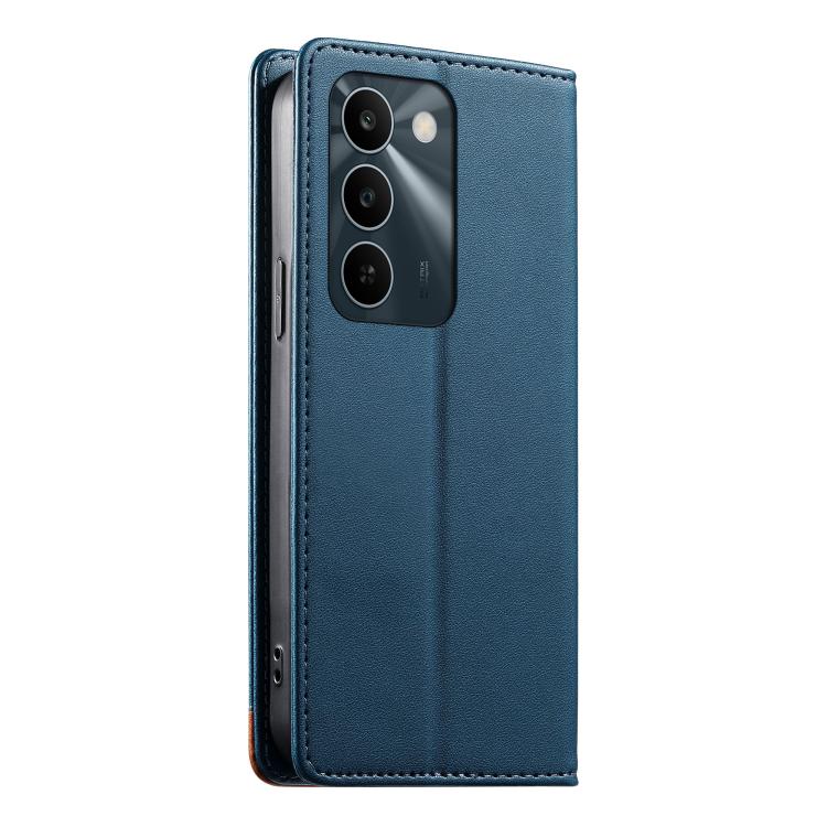 For Realme C83 5G Dierfeng Splicing Strong Magnetic RFID Vegan Leather Phone Case