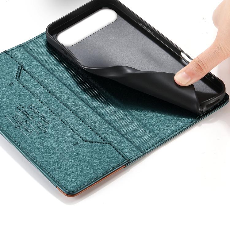 For Realme 16 5G Dierfeng Splicing Strong Magnetic RFID Vegan Leather Phone Case
