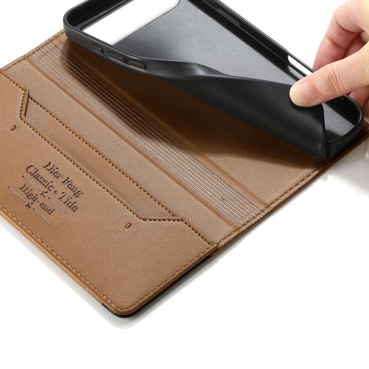 For Realme 16 5G Dierfeng Splicing Strong Magnetic RFID Vegan Leather Phone Case