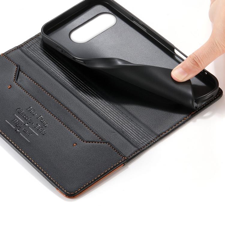 For Google Pixel 10a Dierfeng Splicing Strong Magnetic RFID Vegan Leather Phone Case