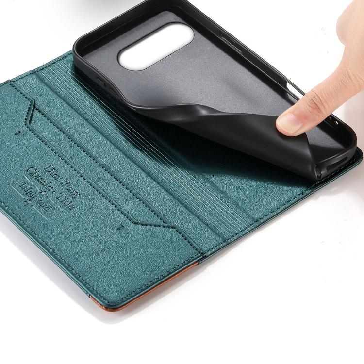 For Google Pixel 10a Dierfeng Splicing Strong Magnetic RFID Vegan Leather Phone Case