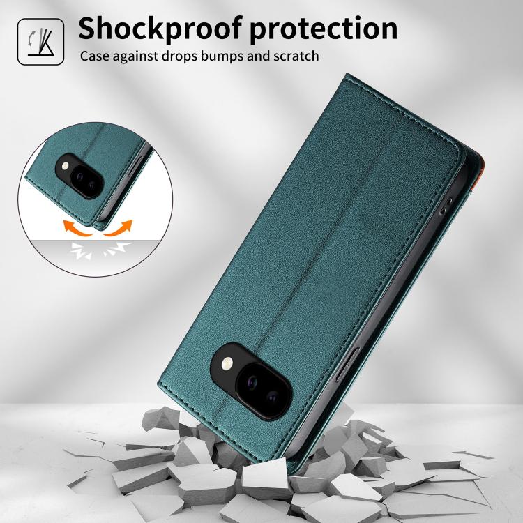 For Google Pixel 10a Dierfeng Splicing Strong Magnetic RFID Vegan Leather Phone Case
